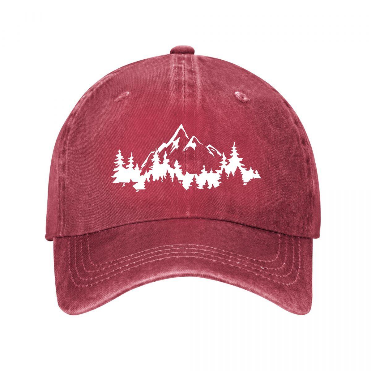 Simple Mountain Print Unisexs Cap Casual Unisexs Distressed Unisexs Hat Adjustable Ideal Gift Choice D Washed Baseball Cap Adjustable