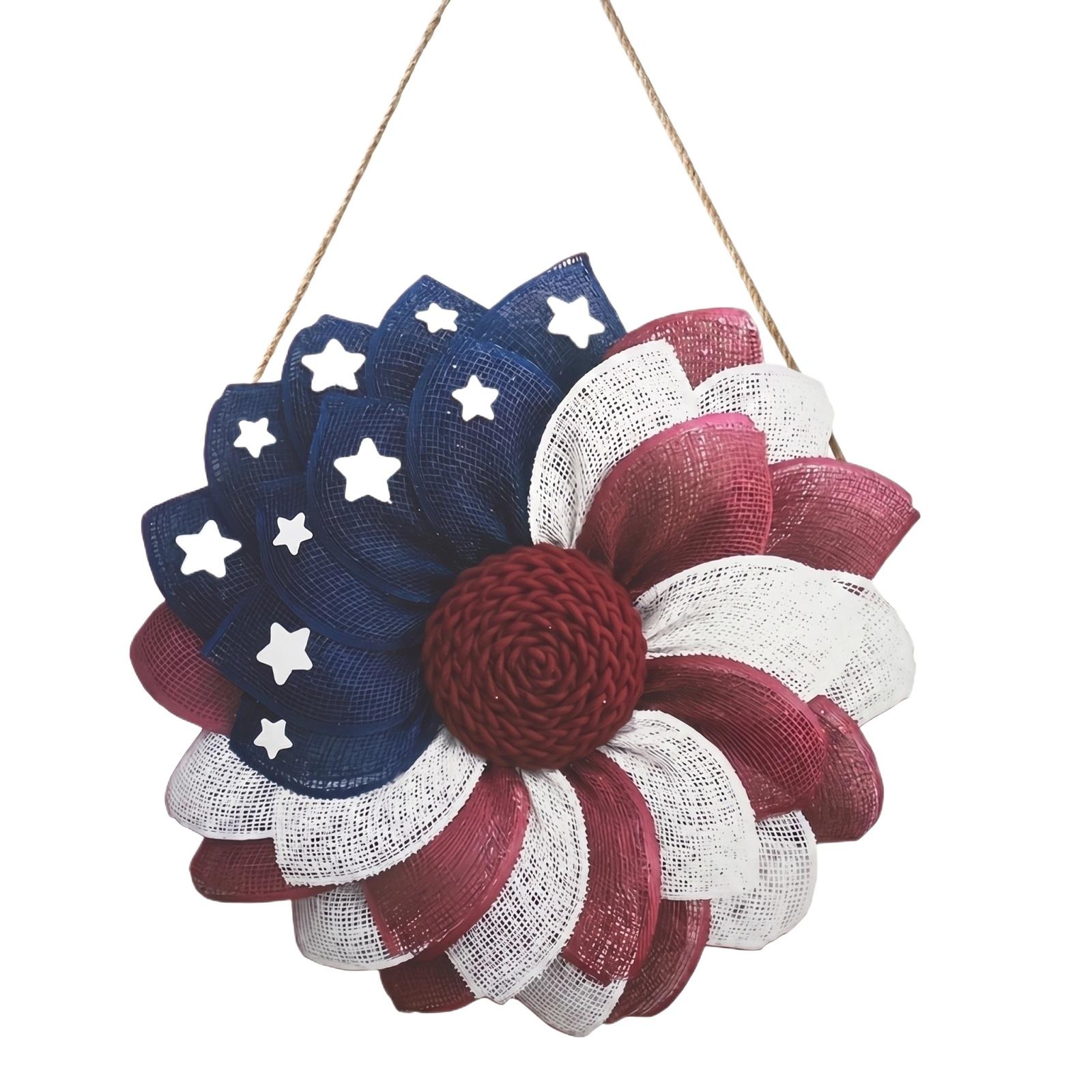 

New Patriotic Star Wreath For Independence Day, Home Window Holiday Decorative Hanging Ornament S белый