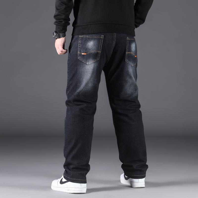 Jeans Men's Plus Size Men's Fat and Wide Leg Pants Straight Leg High Stretch Men's Pants