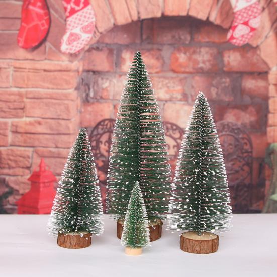 Yousheng Mini Christmas Trees Snow Frost Flocked Bottle Brush Tree with Wooden Base Small Artificial Xmas Tree for Winter Holiday Tabletop Decor