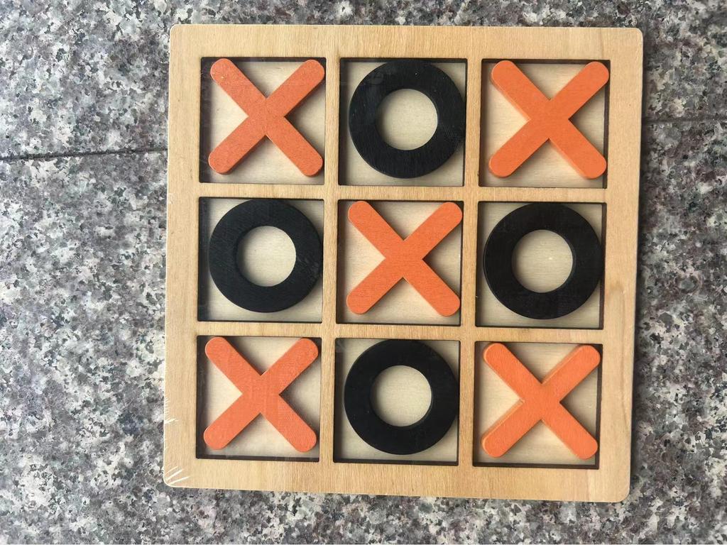 Wooden XO Tic-Tac-Toe: Kids' Educational Logic Training Game for Two Players