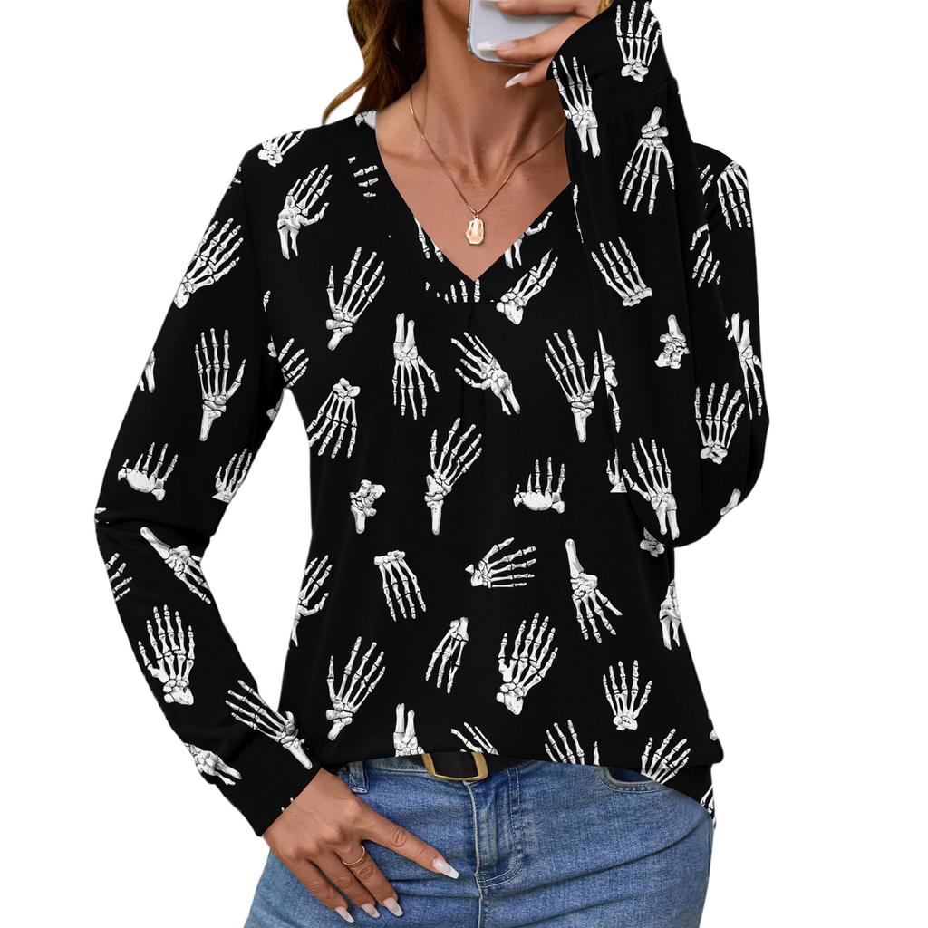 Women Long Sleeve Tops Dressy Casual V Neck Tshirts Basics Tee Vacation Fall Fashion Clothes