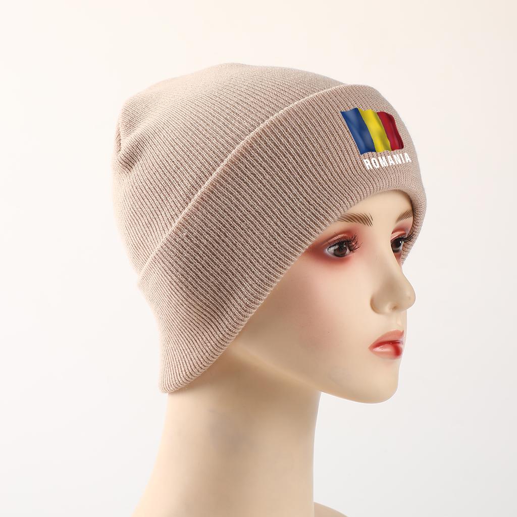 ROMANIA Flag Print Winter Hats Knitted Hat Beanie Man Cap Thermal Lightweight Knit Cap Beanie Perfect For Street Style