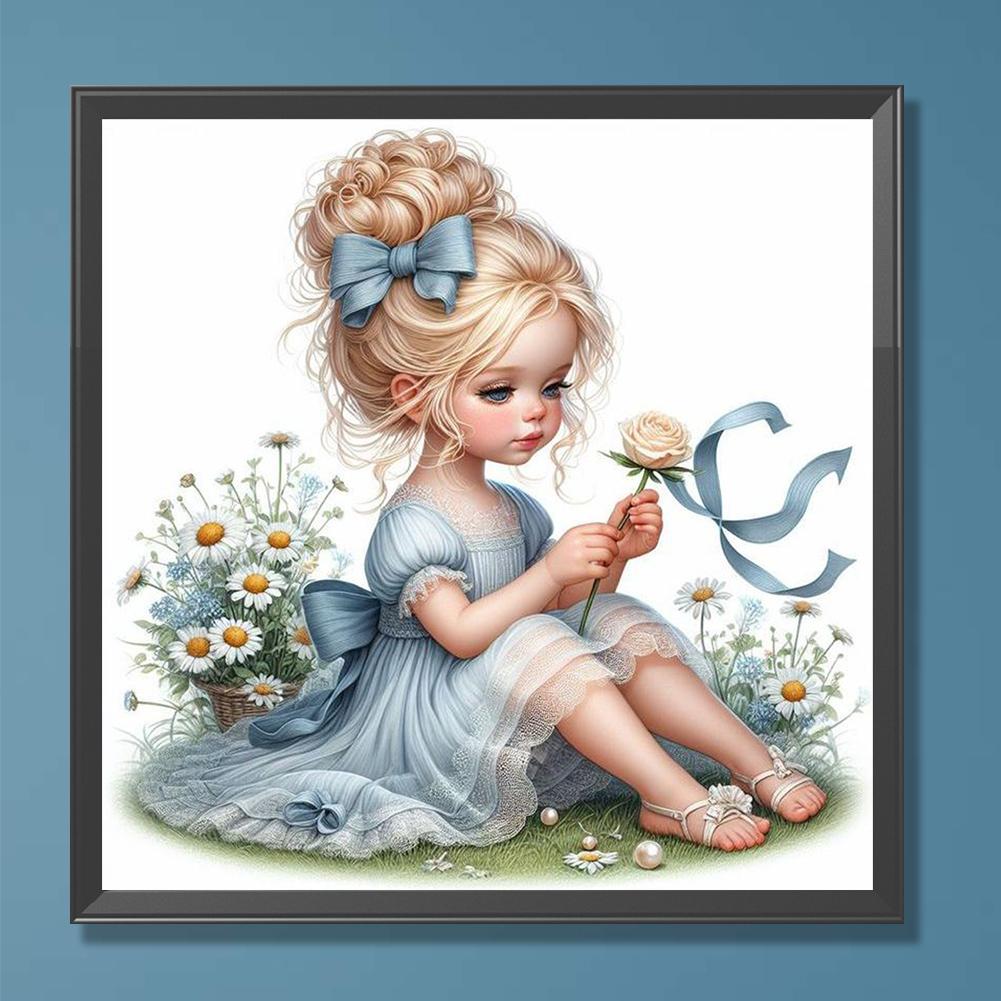 5D DIY Full Round Drill Diamond Painting Girl Kit Home Decor Art Craft for Living Room Bedroom Classroom Entrance 30x30cm