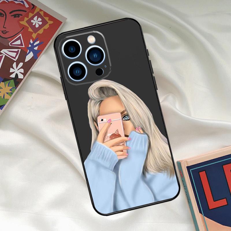 Fashion Girl Art Phone Case For iPhone 16 15 14 13 12 11 17 Pro Max 15 16 Plus 12 Mini 16e 17 Air Funda Cover
