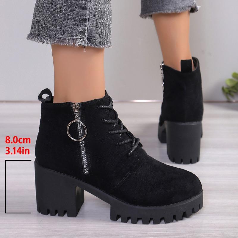 Fashion Ladies Shoes 2024 High Quality Side Zipper Women's Boots Fashion Front Lace-up Modern Boots Women Hot Sale Plus Size Ankle Boots