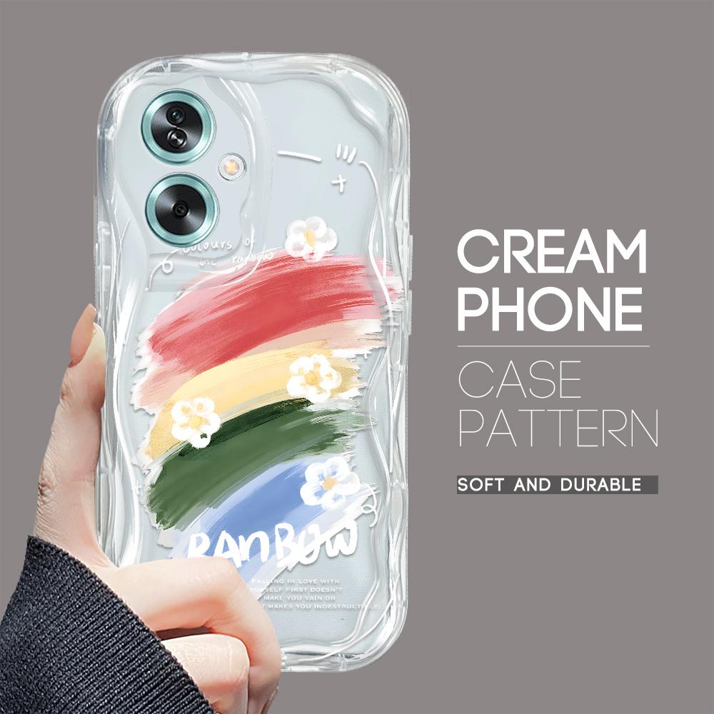 

Милый мультяшный узор, кремовая текстура, мягкий силиконовый чехол с волнистыми краями, чехол для телефона для OPPO Reno Realme Realme Narzo N53 прозрачный