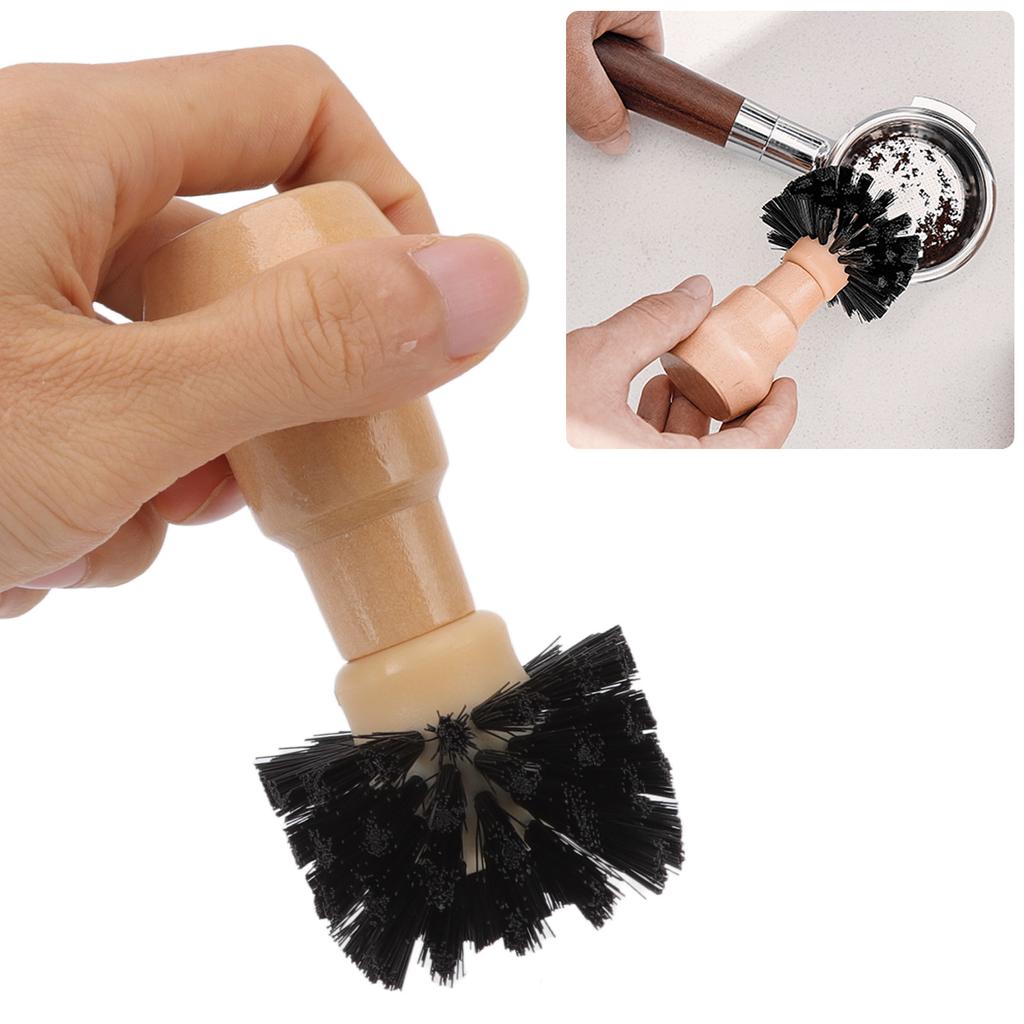 Portafilter Cleaning Brush Professional Portable Coffee Tamper Cleaning Brush with Wooden Handle for Kitchen Tool