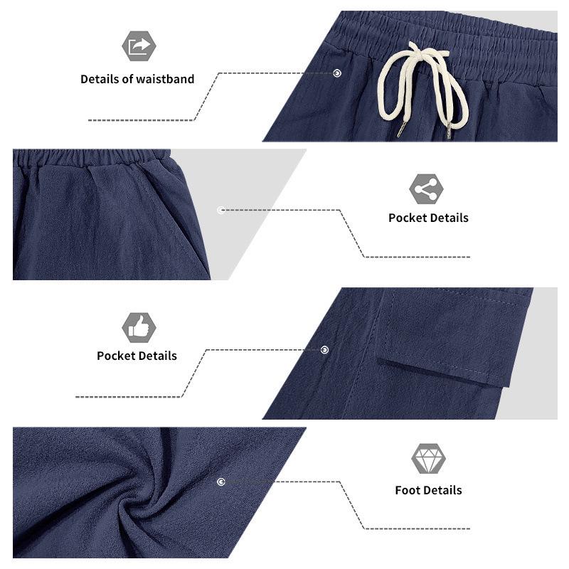 Men's Linen Solid Color Casual Holiday Shirt and Shorts Set