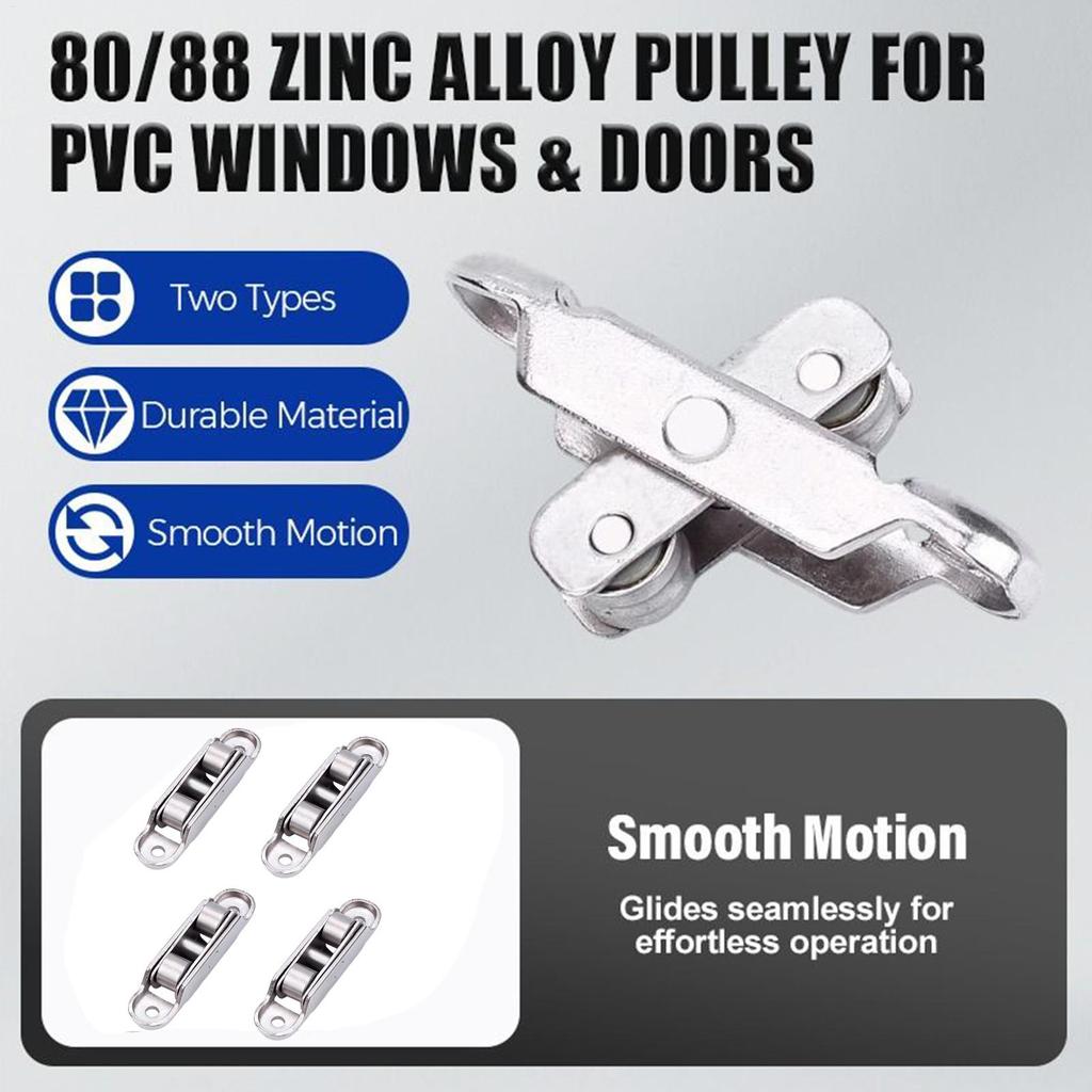 4 Pieces Sliding Window Pulley for Angle Adjustable Zinc Alloy Hardware Double Wheel Silent Roller for Kitchen Study