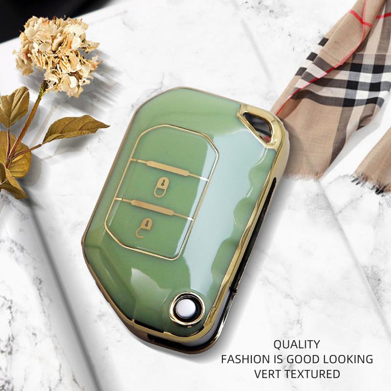 

Роскошный чехол для дистанционного ключа с золотым краем, защитный чехол для Jeep Gladiator JT Wrangler JL 18-21, брелок для автомобиля C Only Key Case