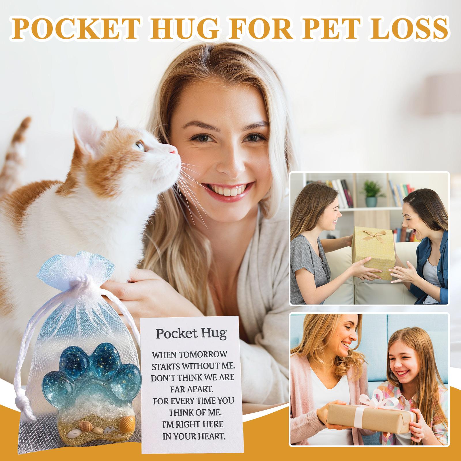 Pocket Hug For Pet Loss, Glitter Blue Pocket Hug With Memorial Card And Envelope, Remembrance Bereavement Gift For The Loss Of A Dog Or One Size