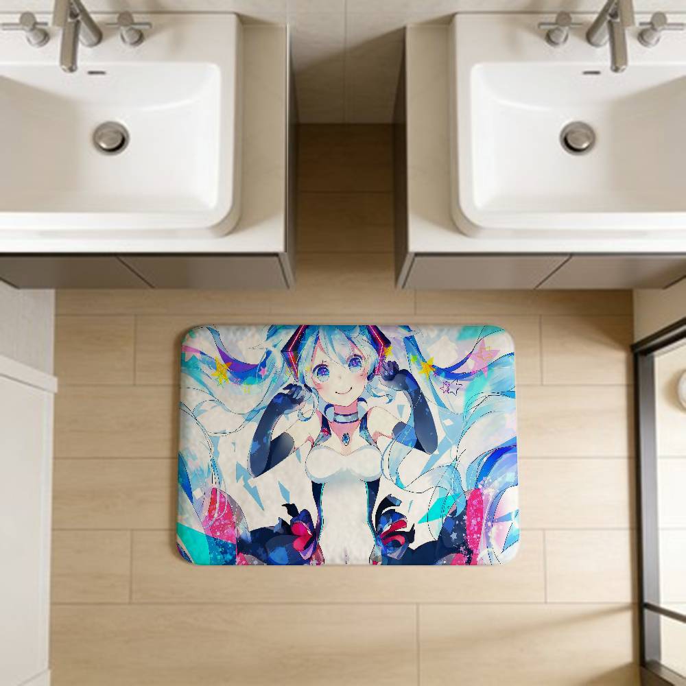 Music H-Hatsune Girl M-Mikues Room Mats Retro Multiple Choice Living Room Kitchen Rug Non-Slip Welcome Rug