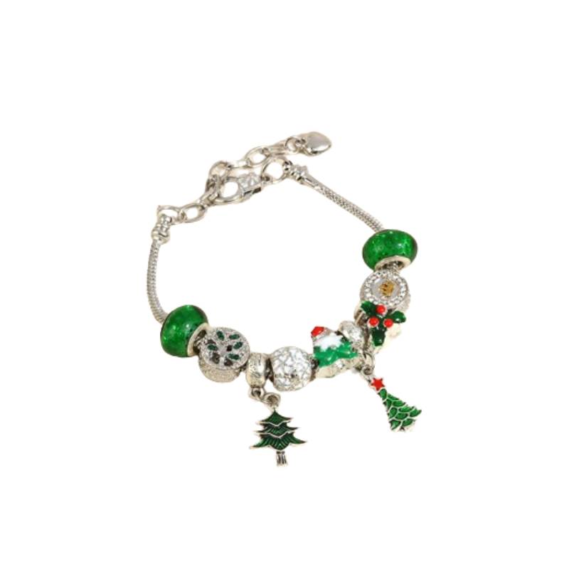 

Bell Christmas Snowflake Bracelet With Crystal Beads Couples Gifts Children Styyle E