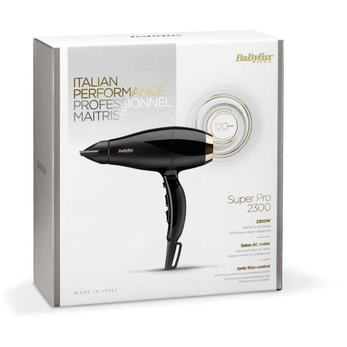 Sèche-cheveux - BaByliss - 6714E Super Pro 2300 - Moteur AC - Fabriqué en Italie