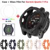2-in-1 Korpuss + Rūdīta stikla plēve priekš Garmin Quatix 7 Pro TPU Ekrāna aizsargs un Bufera aizsargvāciņš Garmin Quatix7 Pro