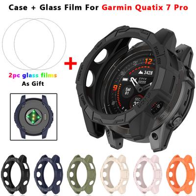 2-IN-1 Hülle + Hartglasfolie Für Garmin Quatix 7 Pro TPU Bildschirmschutz & Stoßfänger Schutzhülle Garmin Quatix7 Pro