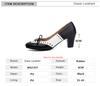 Fashion Spring New Design Sweet Women Pumps Square Toe Block Heels Bowknot Mixed Color Plus Size 35-43 Black Party Lady Shoes