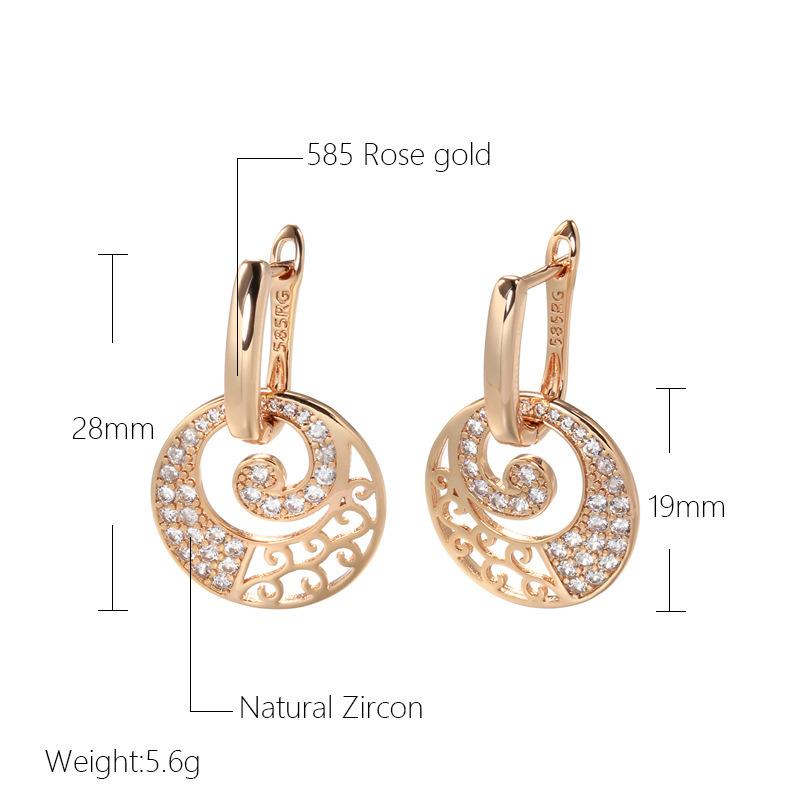 Boucles d'oreilles rétro européennes et américaines en or rose texturé français, incrustées de diamants, nouvelles boucles d'oreilles personnalisées et à la mode pour femmes