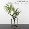 Nordic Styles Gold Wrought Iron Metal Hydroponic Vase Glass Test Tube Vase Geometric Flower Vase for Home Living Room Decor