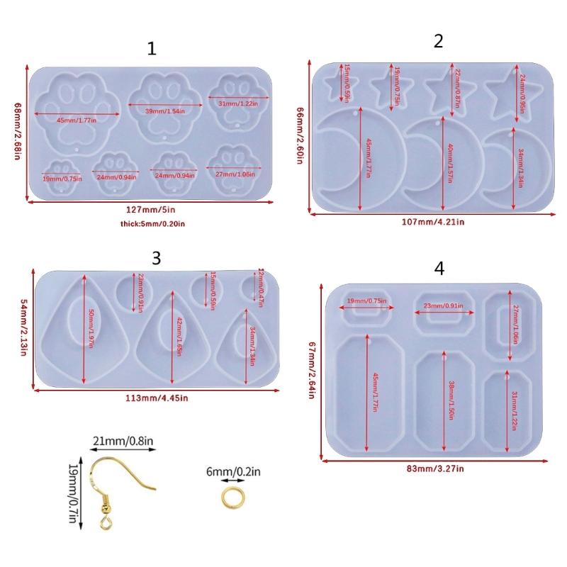 Sturdy Food Grade Silicone Mould Home Accessory for Crafting Unique Multiple Types Earrings and Pendants Daily Use