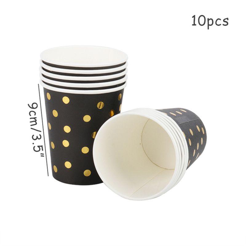 

Stamping Black Gold Party Tableware Supply Decor For Wedding Babyshower Birthday 10pcs-Cups