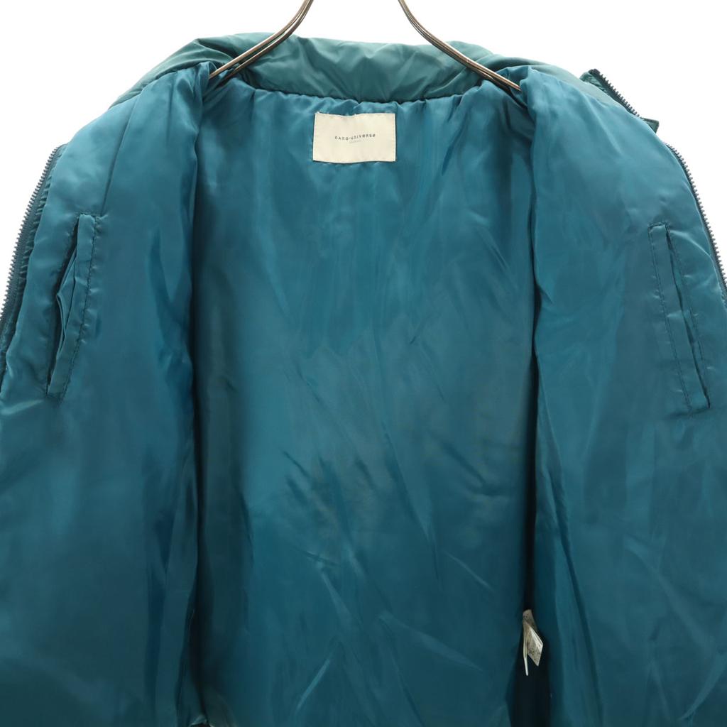 Nano Universe Hybrid Down Jacket M Blue Green With Raccoon Fur Women Used