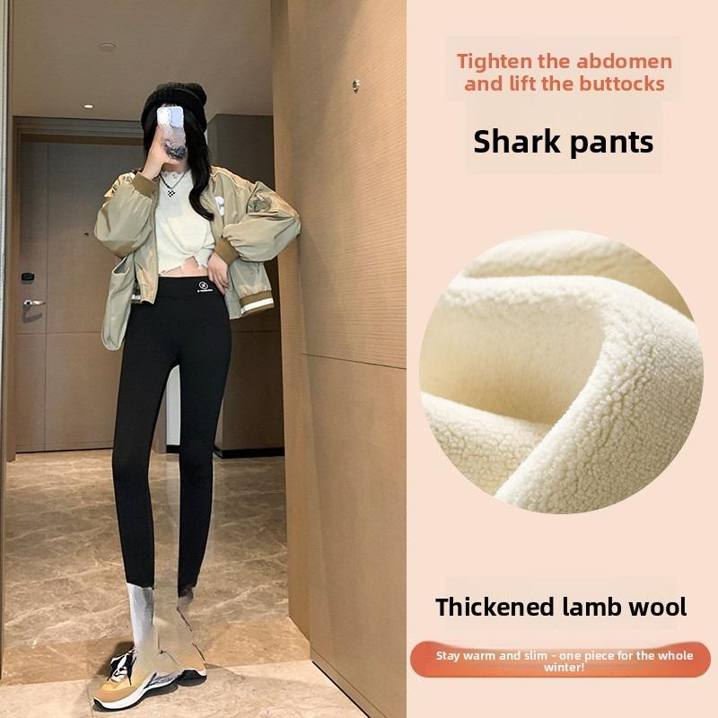 Extra Thick Cloud Fleece Shark Pants Leggings for Women Wearing Outside, Winter Plus Fleece Thick Pants Stretch Slimming Yoga Pants