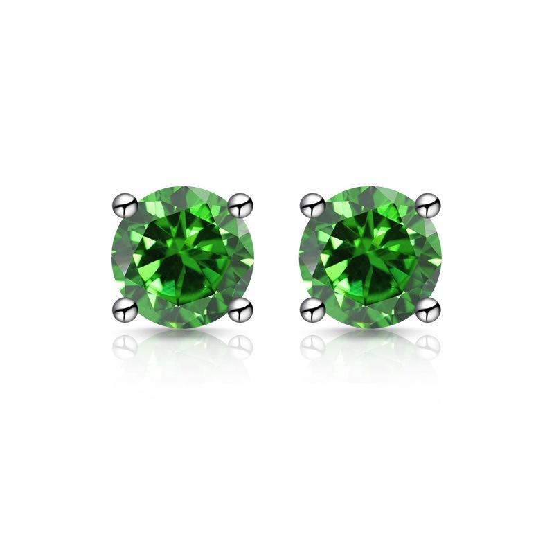1 Carat Silver-plated S925 Stud Earrings, Four-claw Colored Diamond Earrings, Light Luxury Earrings 2026.
