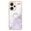 For Xiaomi Redmi Note 13 Pro+ 5G Case with Ring Kickstand Marble Pattern Electroplating TPU Back Cover