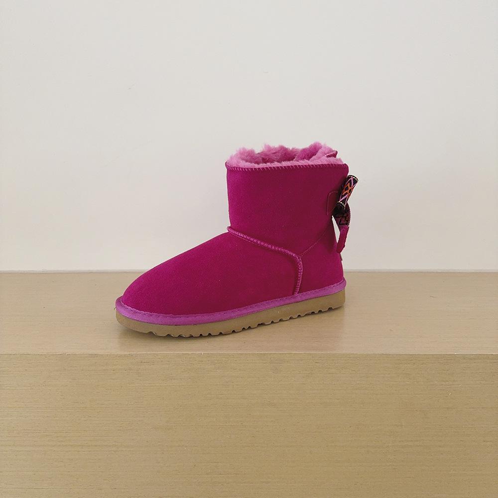 Women's Mid-Calf Bow Snow Boots - Plus Velvet, Thick Warm Cotton, Large Size Winter Footwear