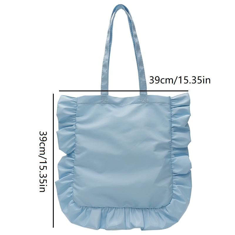 Vintage Women Tote Bags French Style Ruffles Elegant Sac A Main Femme Large Capacity Light Thin Shoulder Bolso Mujer Handbags