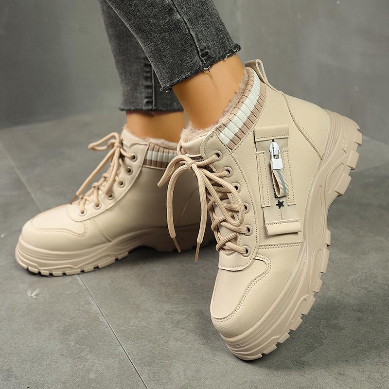 Fashion Women's Winter Warm Snow Boots Thick Sole Non Slip Sports Cotton Shoes Woman Plus Size Fashion Thickened Plush Ankle Botas Mujer