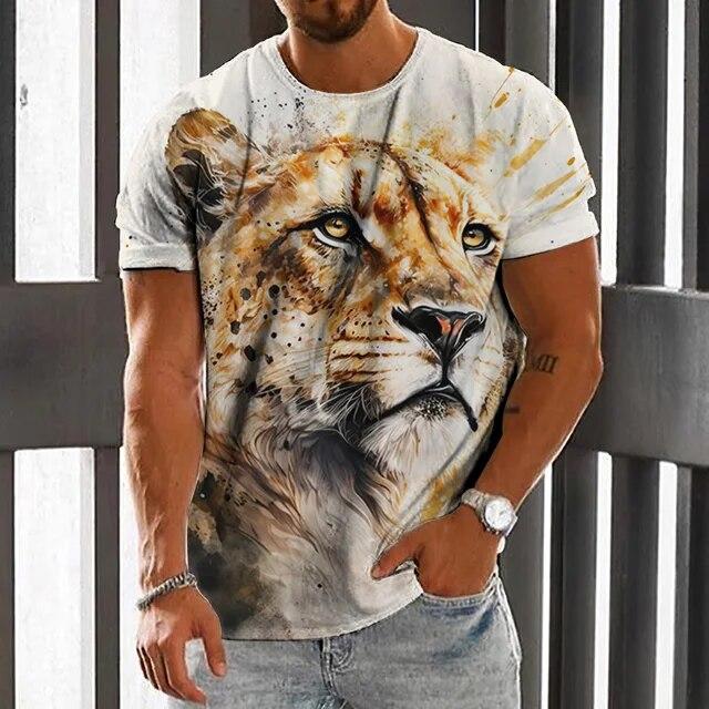 Animal Men's T-Shirt 3d Wolf Print Men's Tops Casual Short-Sleeved Simple T-Shirt Summer O-Neck T-Shirt Men's Oversized Clothing