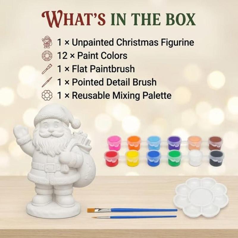 Diy Christmas Santa Claus/Snowman/Deer Plaster Figurine Painting Kit Kids Graffiti Paint Set Toys Holiday Keepsake Gift Ornament