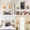 Hemp Rope Rattan Wall Lamp Antique Asia Hotel Indoor Living Room Bedroom and Office Vanity  Modern E27 Woven Bedside Wall Light
