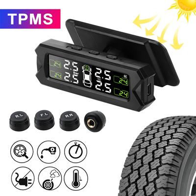 Däcktrycksövervakningssystem Däcktryckssensor Varning för temperatur Automatisk säkerhetslarm Bil TPMS Solenergi