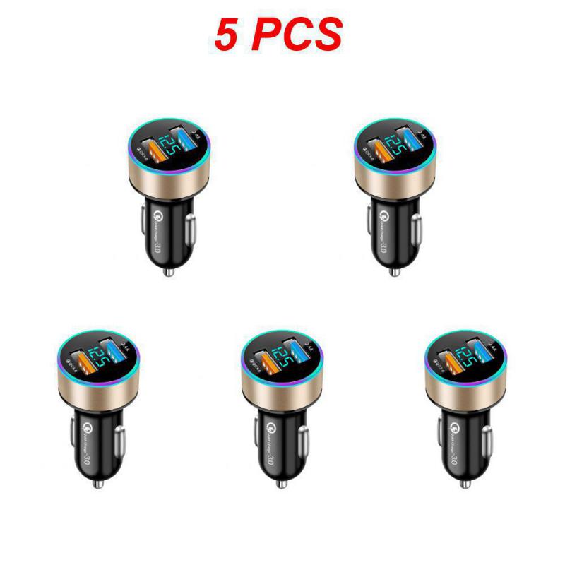 1~5PCS Car Charger Dual Usb Digital Display Universal Multifunctional Portable Car Accessories Car Charger Adapter