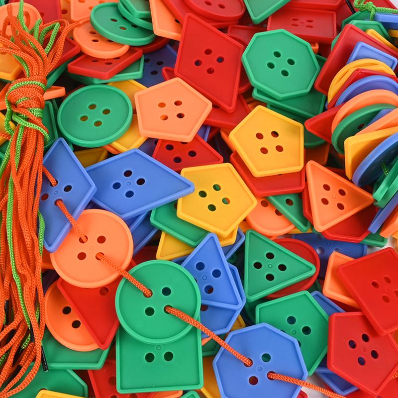 Handmade Montessori Geometric Beading Blocks - Educational Toys for Primary School Students