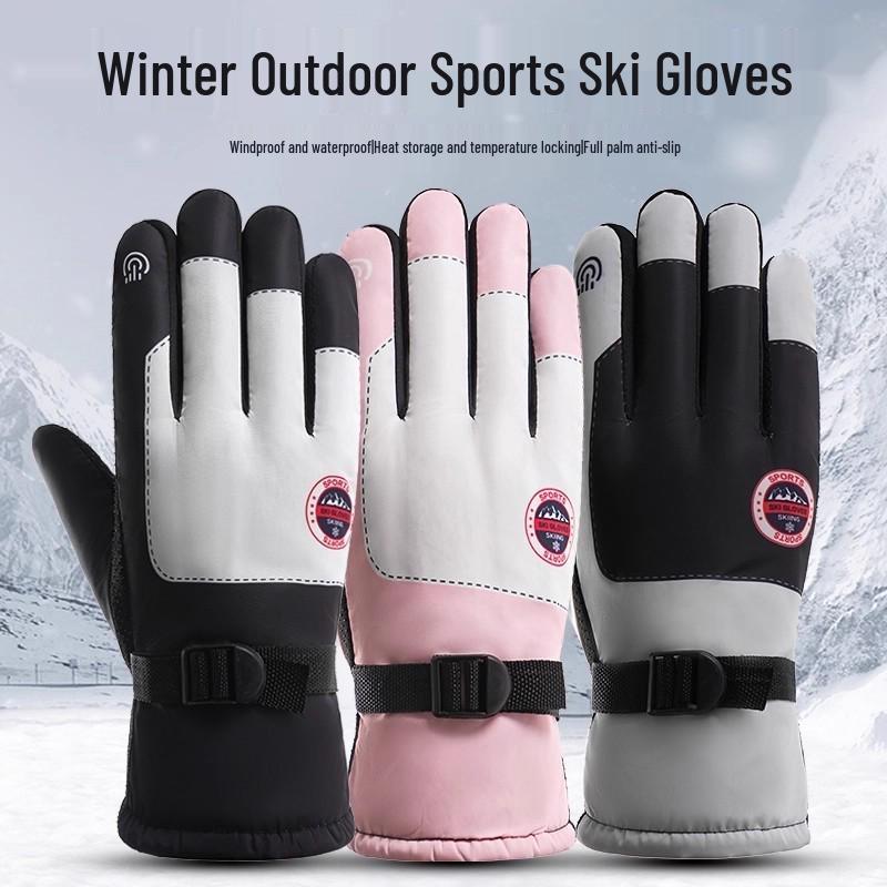 

2025 Winter Plus Velvet Unisex Ski Gloves: Thick, Warm, Windproof & Antifreeze Gloves for Electric Car Use One Size