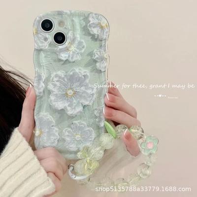 Apple Phone Case Internet Celebrity Green Oil Painting Flower iPhone 16 Pro Max/15 Cartoon MATE 40 PRO Huawei