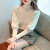 Semi-turtleneck Sweater Knitted Sweater Women's Autumn and Winter New Lantern Sleeve Bottoming Shirt Inner Top