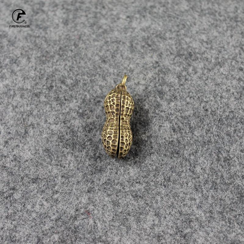 Solid Brass Peanut bell Ornaments Copper Figurines Feng Shui Desk Decoration Home Decor Accessories Keychain Pendant gifts