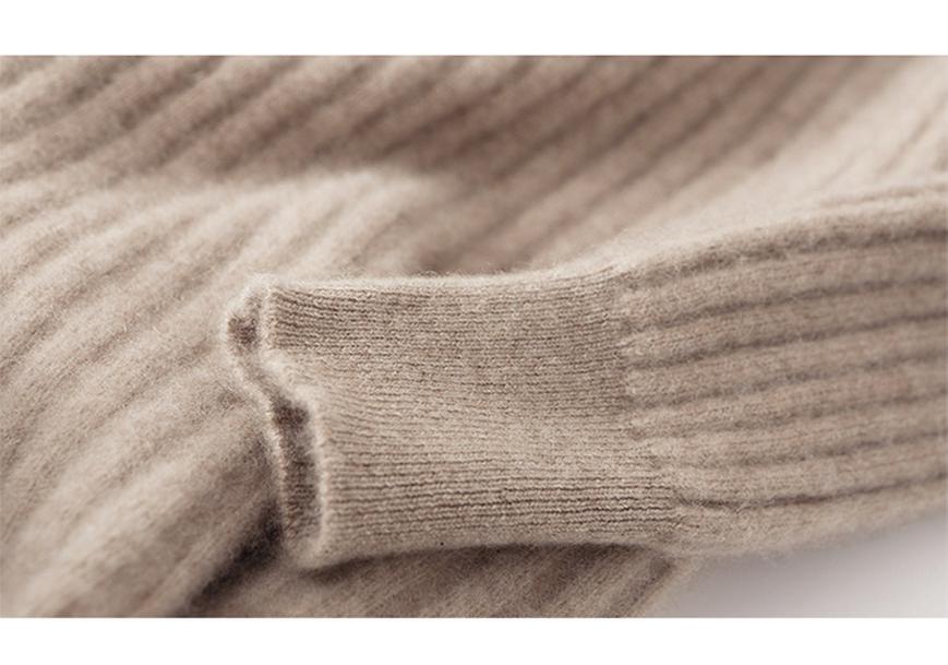 Elegant Women's 100% Pure Wool Knit Dress - Slimming, Round Neck, Long Cashmere for Autumn and Winter