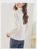 Women's Long-Sleeve White Cotton Shirt with Doll Collar - New Spring Design for a Chic, Commuting Look