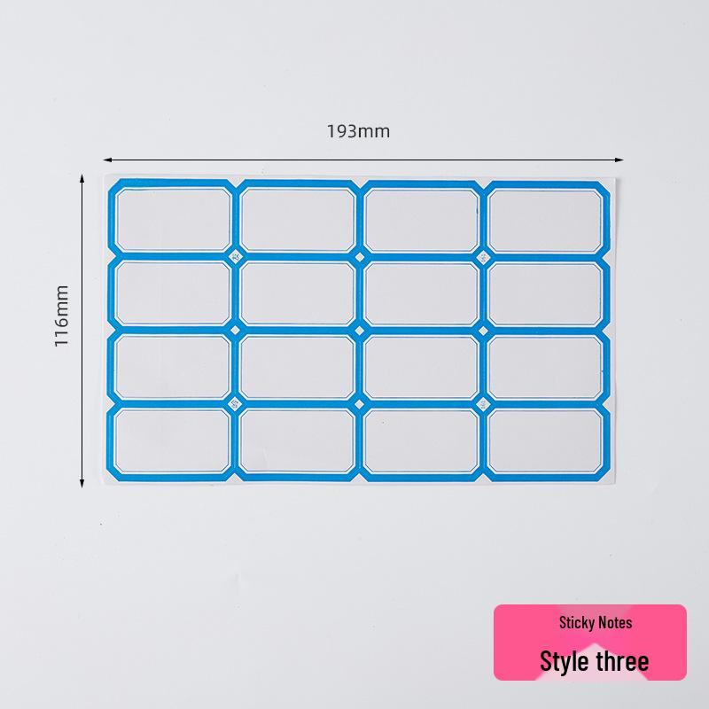 White and Blue Self-Adhesive Handwritten Label Stickers with Index Notes