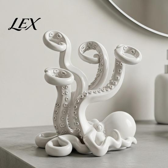 Flexible Tentacle Storage 3D Printed Octopus Toothbrush Holder, Creative Space Saving Desk Organizer, Durable Cute Accessories PLA Material