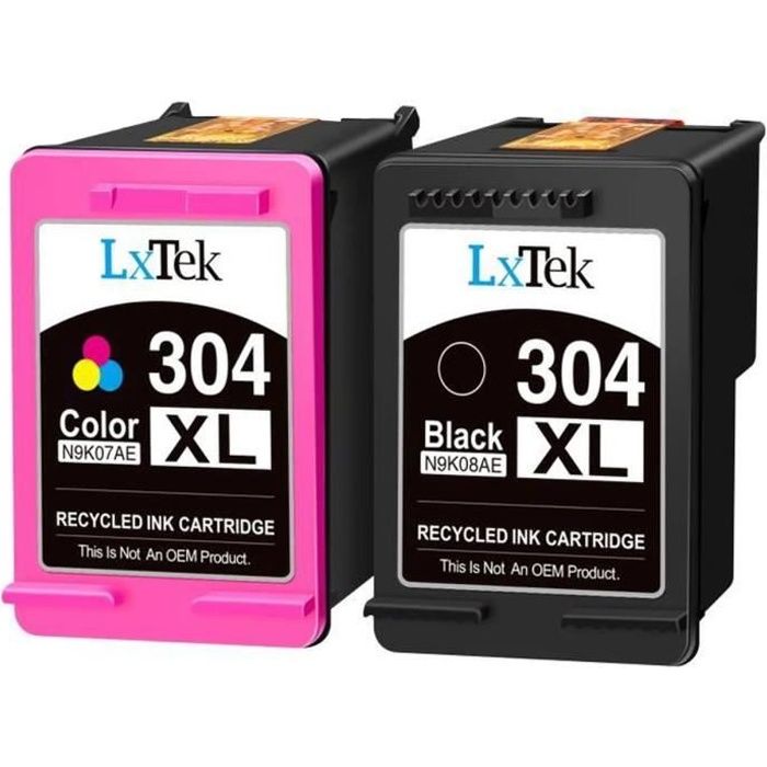 304XL Cartouches d'encre Remanufacturées LXTEX 2 Pack Remplacement Compatible HP 304/304XL Compatible HP Envy 5010 5020 5030 5032