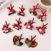Bowknot Christmas Hairpin Merry Christmas Decor Christmas Hat Headabnd Plush Hair Clip  Girls
