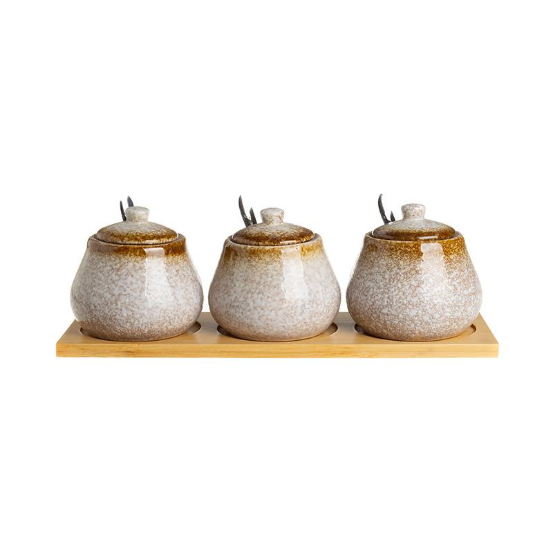 Ceramic Seasoning Jar Set Spice Jar Seasoning Bottle Salt Shaker Spice Container Seasonings Box Kitchen Organizer Storage Jar